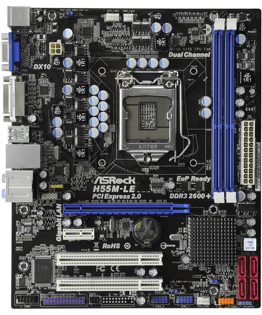 Материнская плата Socket 1156 ASRock H55M-LE ( s1156, DDR3, INTEL H55 ...