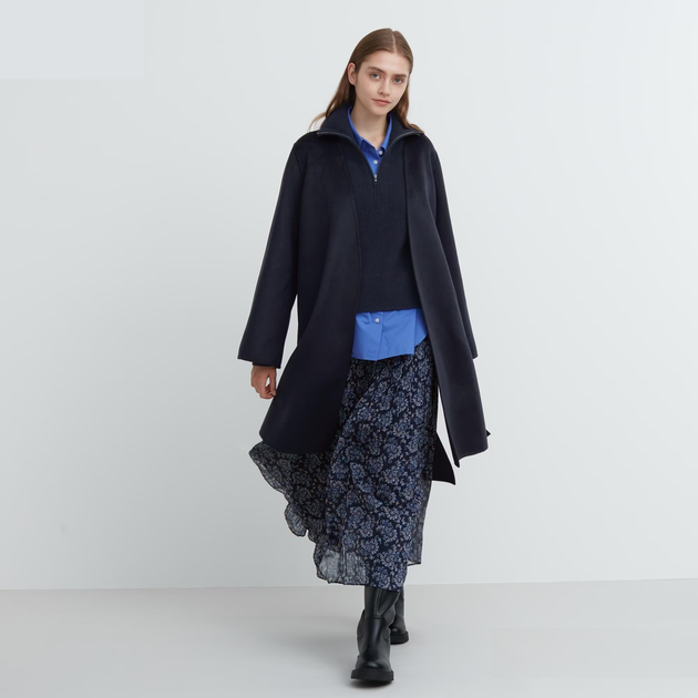Пальто Uniqlo розмір XS темно-синє (461808) - Фото 2 Пальто Uniqlo розмір XS темно-синє (461808) - зображення 2