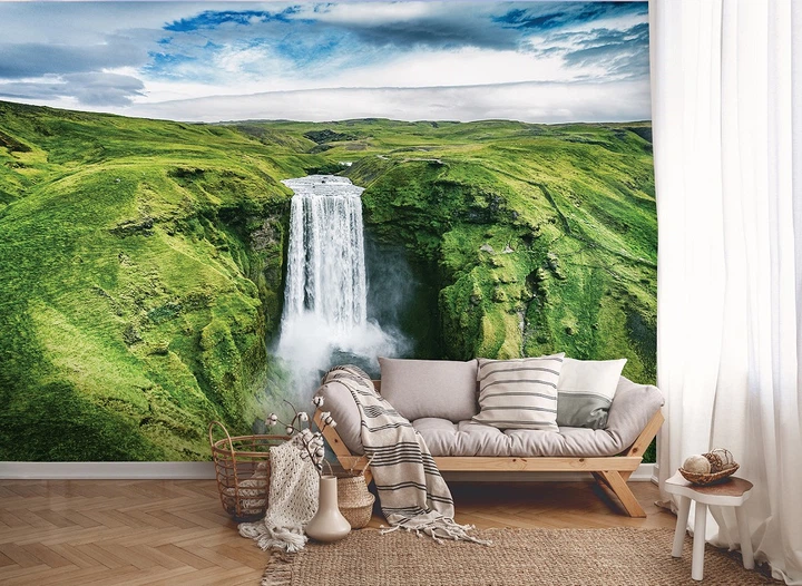 Природа пейзаж флизелиновые фотообои 3D Зеленый водопад Скоугафосс в Исландии (12985V)+клей - Фото 5 Природа пейзаж флизелиновые фотообои 3D Зеленый водопад Скоугафосс в Исландии (12985V)+клей - изображение 5