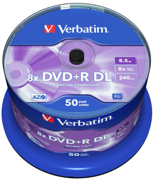 DVD+R Verbatim 8.5 GB DL 8x Cake 50 шт (23942437581) - зображення 1