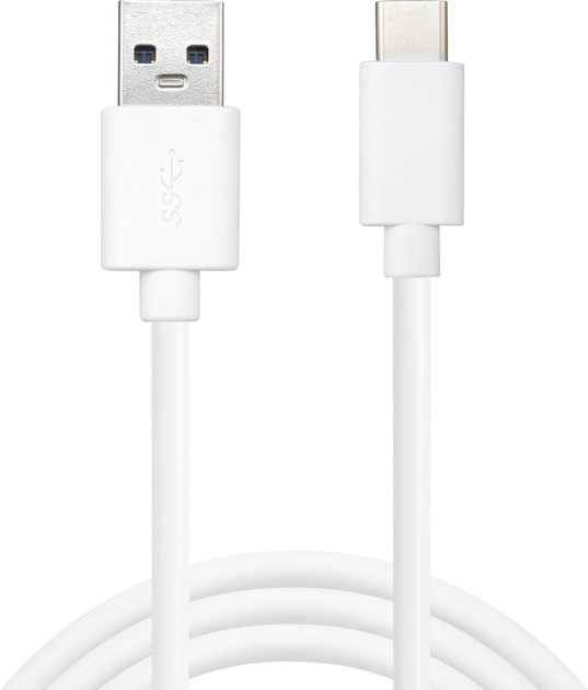 Kabel Sandberg USB Type-C - USB Type-A 1 m White (5705730136153) - obraz 2