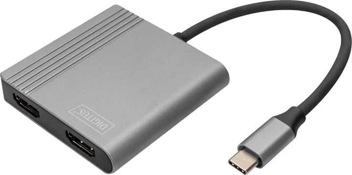 Adapter Digitus USB Type-C – 2 x HDMI 0.18 m Grey (DA-70828) - obraz 1