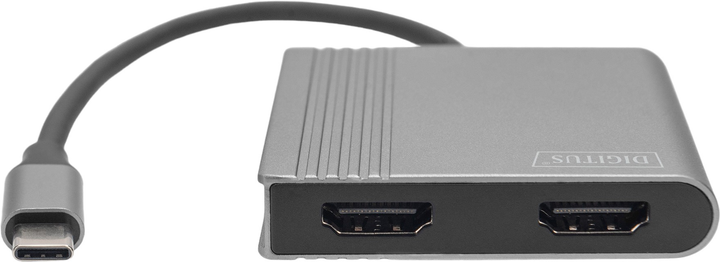 Adapter Digitus USB Type-C – 2 x HDMI 0.18 m Grey (DA-70828) - obraz 2