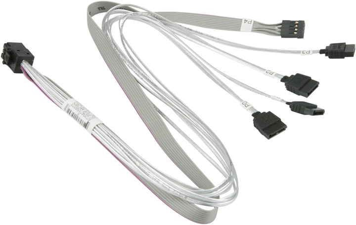 Kabel Super Micro mini-SAS HD - 4 x SATA 0.50 m Grey (CBL-SAST-0616) - obraz 1