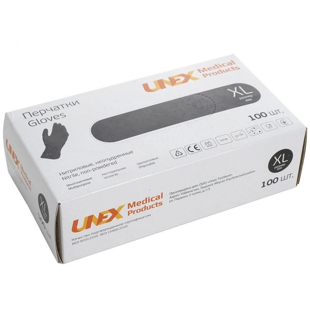 Перчатки нітрилові Unex Medical Products чорні (розмір XL) - зображення 1