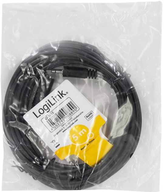 Кабель аудіо стерео LogiLink mini-jack 3.5 мм M/F 5 м Чорний (4052792008890) - зображення 4