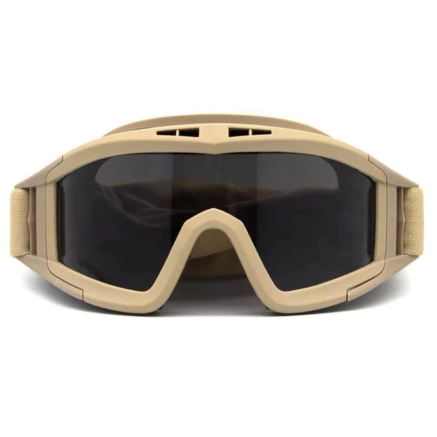 Тактические защитные очки Сombat со сменными линзами (3 шт.) Койот - изображение 2