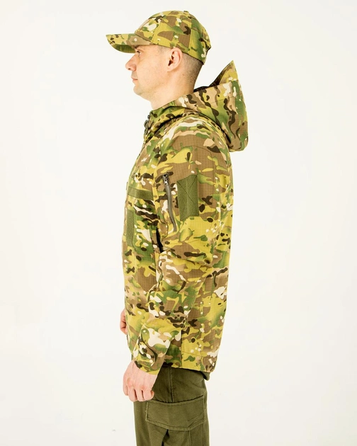 Куртка мультикам літня чоловіча камуфляжна з капюшоном, з липучками під шеврони 52 - зображення 2