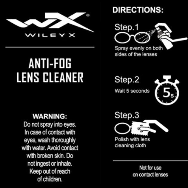 Рідина для обробки окулярів Wiley X Anti-Fog Lens Cleaner 25 ml - зображення 2