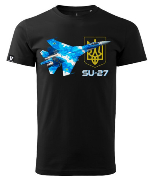 Футболка чоловіча SU-27 Voyovnik Size Xxl Black - зображення 1