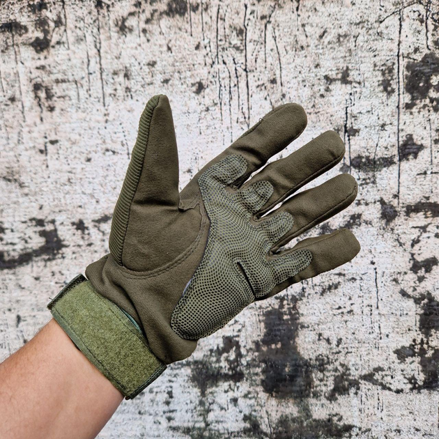 Демісезонні тактичні рукавички з флісовою підкладкою Олива XL 21-23 см. - зображення 2