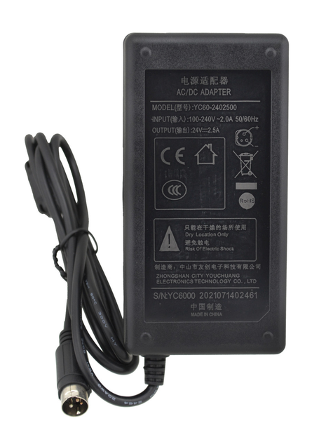 Блок питания YC60 24V 2.5A к принтерам Xprinter + кабель питания (AW010317) - изображение 1