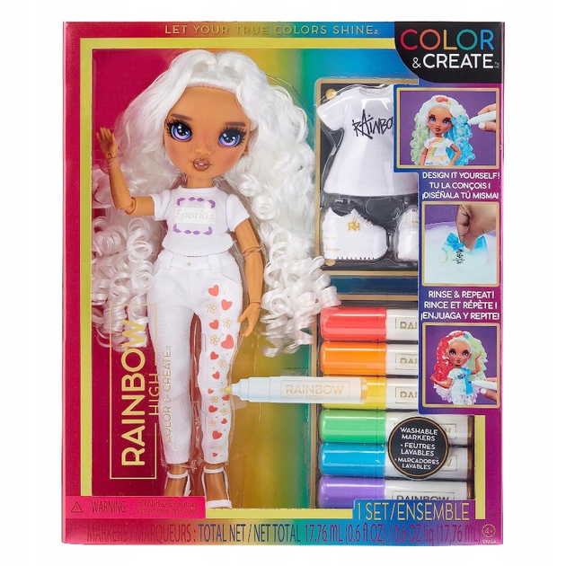 Lalka Krea High Color Create DIY Pokoloruj i stwórz lalkę sam 28 cm (5707152037438) - obraz 1