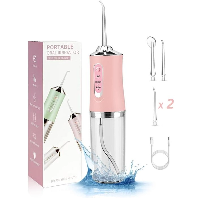 Портативный ирригатор для полости рта Oral Irrigator S3J2 с насадками Pink - изображение 2
