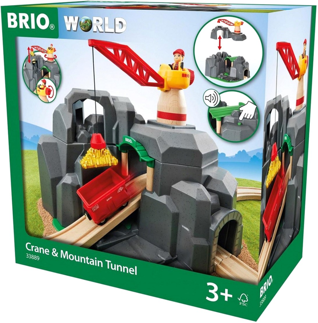 Ігровий набір Brio Word Кран та гірський тунель (7312350338898) - зображення 1