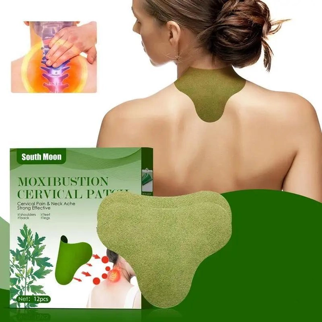 Шейный патч пластырь от боли в шеи с экстрактом полыни 5 штук в наборе, Зеленый - изображение 2