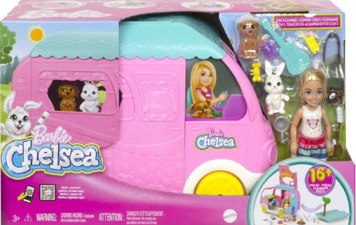 Лялька з аксесуарами Mattel Barbie Chelsea 2 in 1 Camper (0194735141418) - зображення 1