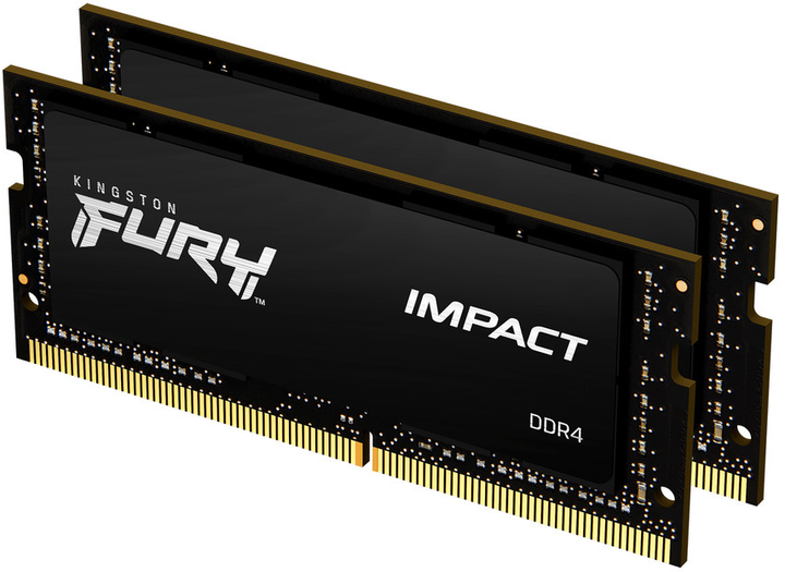 Pamięć Kingston Fury SODIMM DDR4-3200 16384 MB PC4-25600 (Kit of 2x8192) Impact Black (KF432S20IBK2/16) - obraz 1