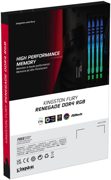 Оперативна пам'ять Kingston Fury DDR4-3600 32768 MB PC4-28800 (Kit of 2x16384) Renegade RGB 2Rx8 Black (KF436C16RB1AK2/32) - зображення 4