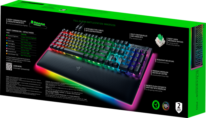 Клавіатура дротова Razer BlackWidow V4 Pro Green Switch USB US Black (RZ03-04680100-R3M1) - зображення 7