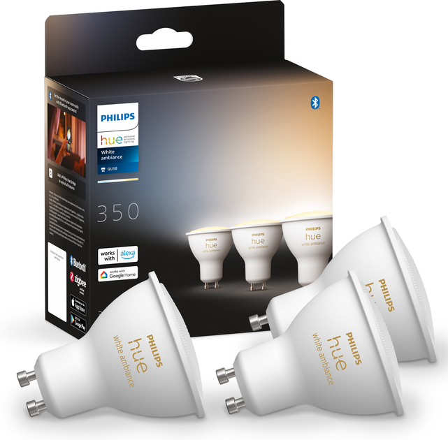 Лампа розумна Philips Hue GU10 5W 2200K-6500K Tunable white 3 шт. (8719514342804) - зображення 3
