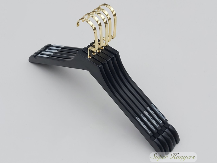 Набор вешалок 5 шт Hanger GZ 44 см черные деревянные крючок золото от ...