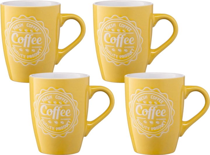 Акція на Набір чашок Ardesto Coffee Жовта 330 мл х 4 шт (SET_AR3469Y_4шт) від Rozetka