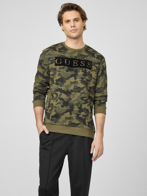 Bluza bez kaptura męska Guess X2OQ21K9JY2-CAMO S Zielona (7628067315863) - obraz 1