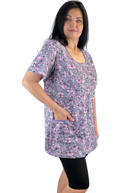 Футболка женская рельеф с короткими рукавами сакура 54 серый Жемчужина ...