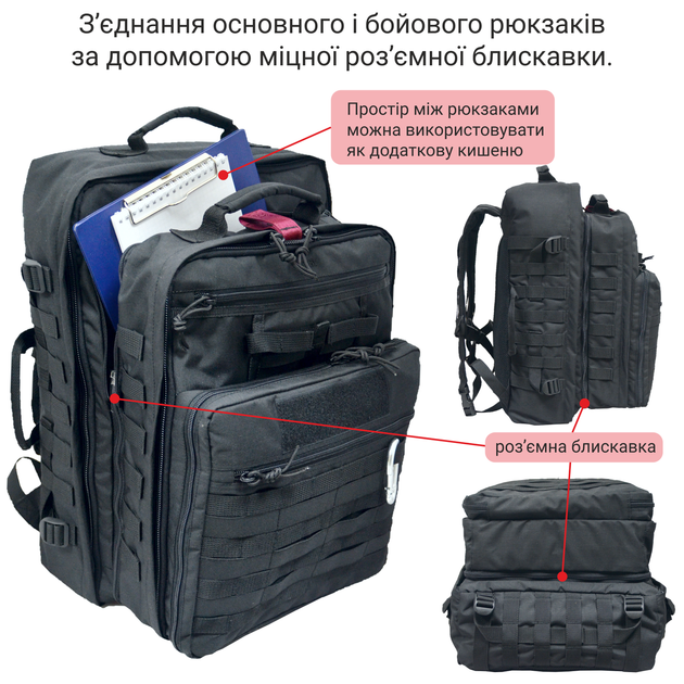 2-в-1 Тактический медицинский рюкзак DERBY RBM-6 черный - Фото 3 2-в-1 Тактический медицинский рюкзак DERBY RBM-6 черный - изображение 3