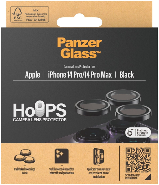 Захисне скло PanzerGlass Hoops Camera Lens Protector для Apple iPhone 14 Pro / 14 Pro Max Black (5711724011412) - зображення 4