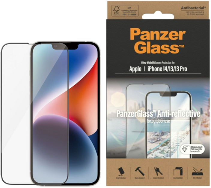 Szkło hartowane PanzerGlass Anti-reflective Screen Protector do Apple iPhone 14 / 13 / 13 Pro Ultra-Wide Fit (5711724027758) - obraz 2