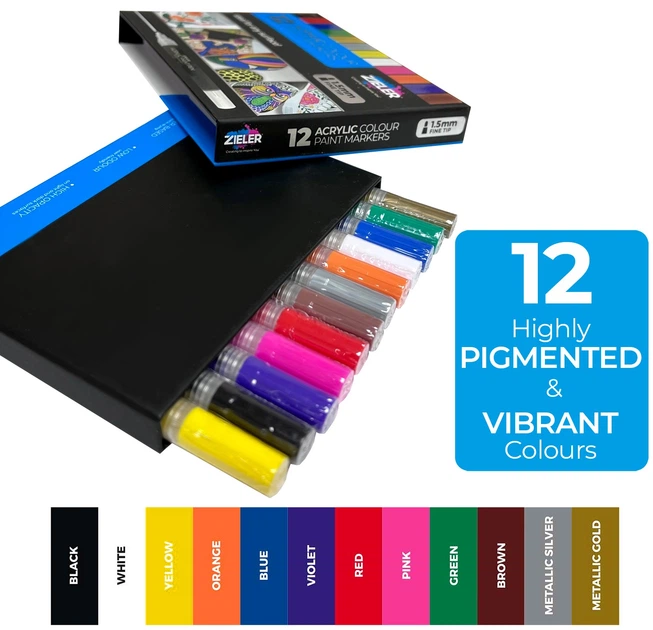 Набір акварельних маркерів Zieler Acrylic Paint Marker Pens 12 шт (0604565287519) - зображення 2