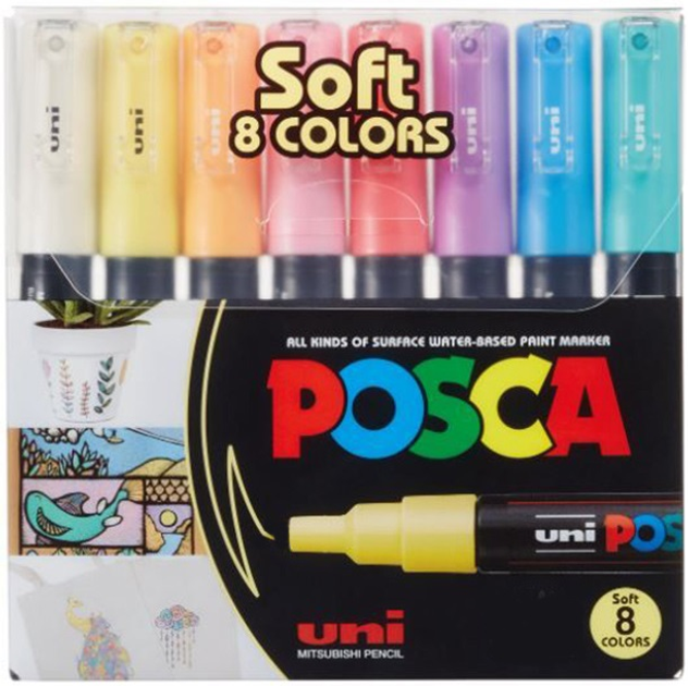 Набір маркерів Posca PC 1MR Extra Fine Tip Soft Colors 8 шт (4902778249246) - зображення 1