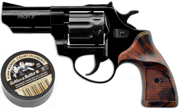Револьвер флобера ZBROIA PROFI-3" + 200 Sellier & Bellot (чорний / Pocket) - зображення 1