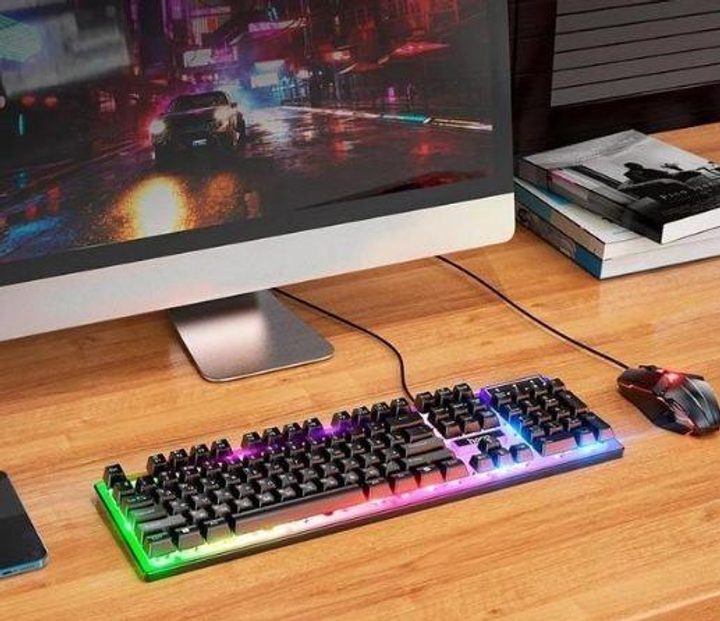 Клавиатура игровая проводная Hoco GM-I8 Pro с LED подсветкой и оптической мышкой RGB USB для Windows/MAC - изображение 2
