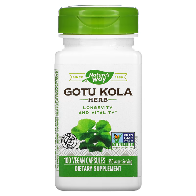 Готу Кола (Центела азіатська) Gotu Kola Herb - 100 вег.капсул - Фото 1 Готу Кола (Центела азіатська) Gotu Kola Herb - 100 вег.капсул - зображення 1