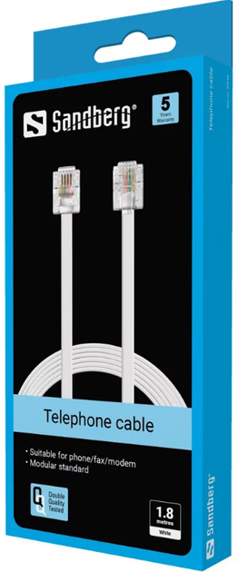 Kabel telefoniczny Sanberg RJ-11 1.8 m (5705730500602) - obraz 2