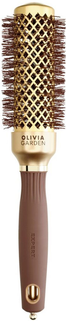 Okrągła szczotka Olivia Garden Expert Blowout Shine do modelowania i suszenia włosów Gold/Brown 35 mm (5414343020499) - obraz 1
