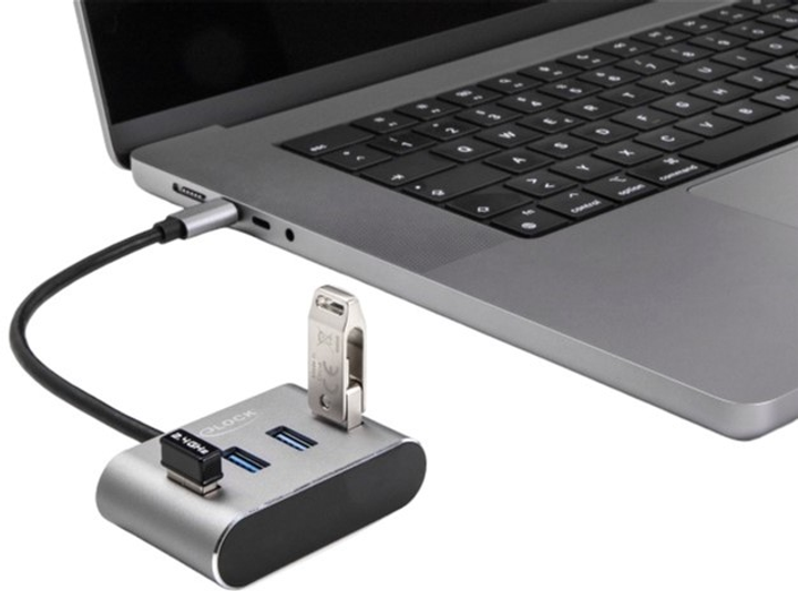 USB-хаб DeLOCK USB 3.0 Type-C 4-портовий Grey (4043619632237) - зображення 2