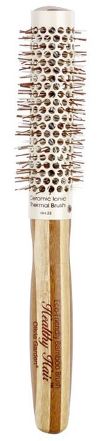Okrągła szczotka Olivia Garden Healthy Hair Eco Friendly Bamboo do włosów Brązowa/Biała HH23 (5414343010148) - obraz 1