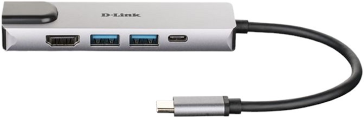 Hub USB D-Link DUB-M520 5-in-1 USB-C to 2 x USB 3.0 Type-A, HDMI, Ethernet, Thunderbolt 3 Silver (DUB-M520) - obraz 2