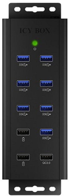 Hub USB ICY BOX USB-B to 10 x USB-A 3.0 Black (IB-HUB1703-QC3) - obraz 2