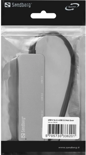 Hub USB Sandberg SAVER USB-C to 4 x USB 3.0 Silver (5705730336201) - obraz 2