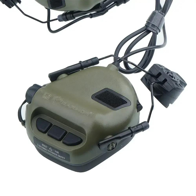 Активні тактичні навушники з комунікаційною гарнітурою Earmor M32H для шоломів. Колір: Чорний - зображення 2