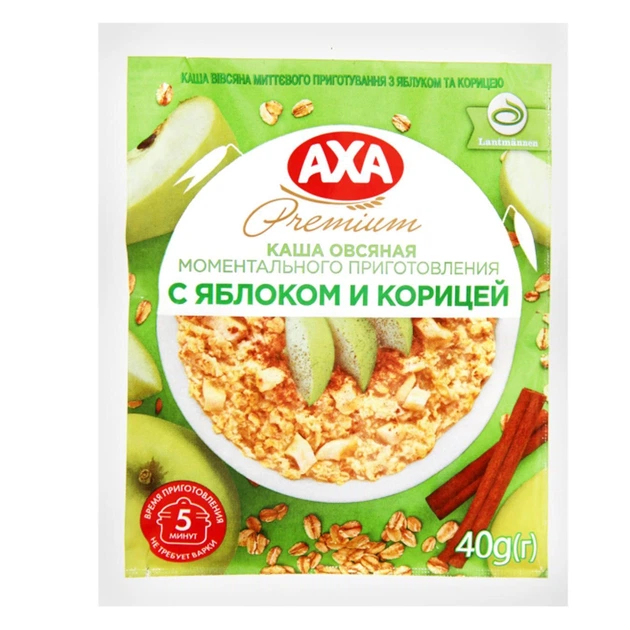 Упаковка каші АХА з яблуком і корицею 40 г х 20 шт - Фото 2 Упаковка каші АХА з яблуком і корицею 40 г х 20 шт - изображение 2