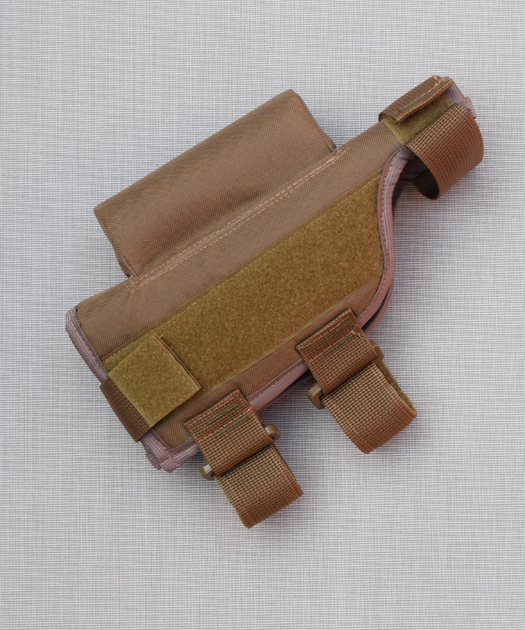 Щока на приклад зброї регульована BB1, накладка підщічник на приклад АК, гвинтівки, рушниці з панелями під патронташ Койот - зображення 1
