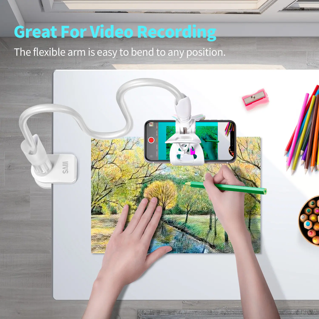 Гнучкий тримач для телефону з прищіпкою VHG IVY I 85 см Flexible Mobile Holder White - изображение 3