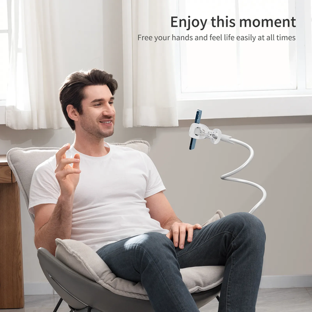 Гнучкий тримач для телефону з прищіпкою VHG IVY I 85 см Flexible Mobile Holder White - изображение 4
