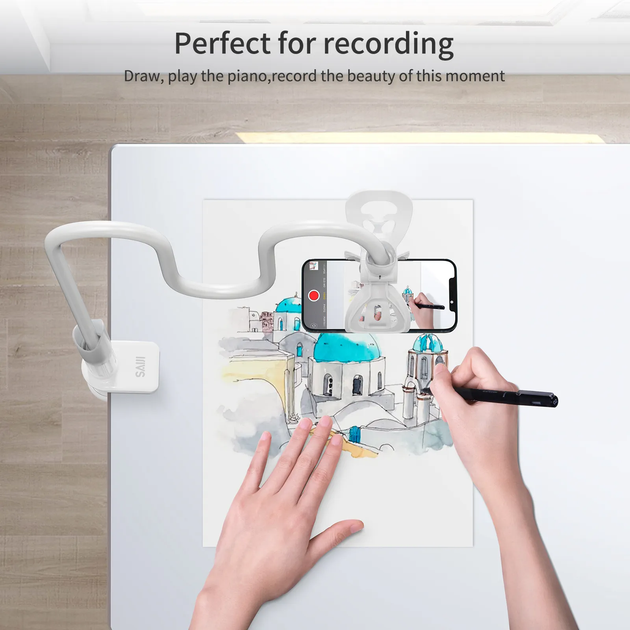 Гнучкий тримач для телефону з прищіпкою VHG IVY I 85 см Flexible Mobile Holder White - изображение 5
